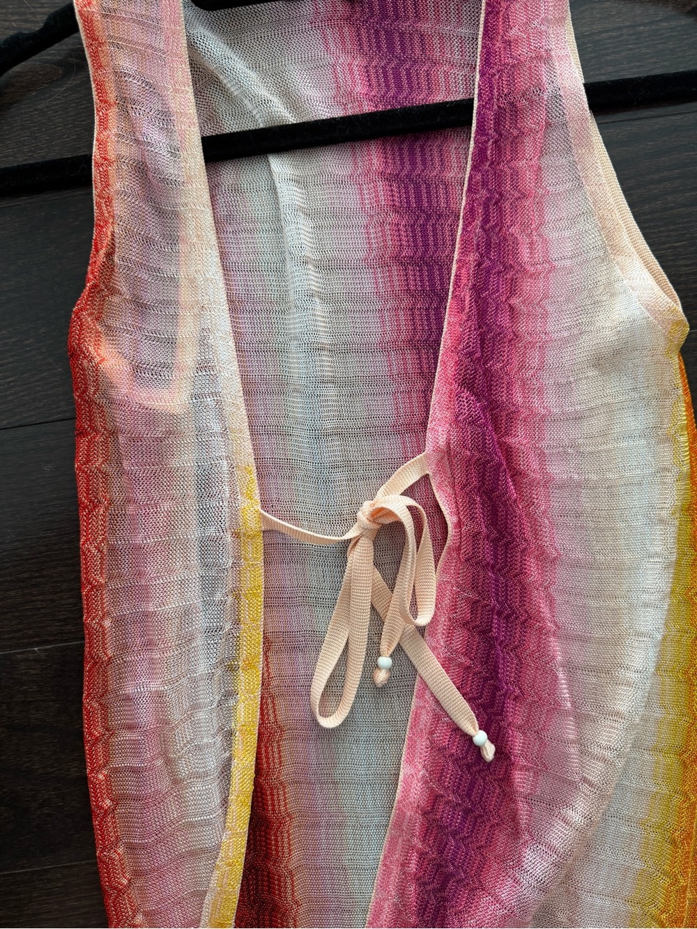 Missoni Mare Pink and Yellow Multicolor Sheer Beach Cover Up - Picture 5 of 8